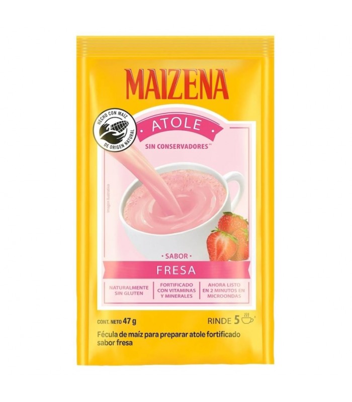 Atole Maizena de fresa 47g - La Reina de las tortillas .