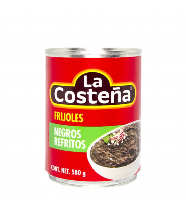 Frijoles negros refritos  La Costeña lata  580 g