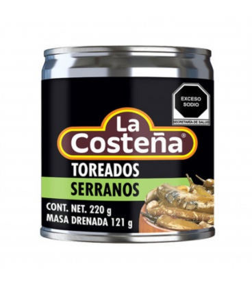 Chiles Serranos Toreados lata 220g. La Costeña