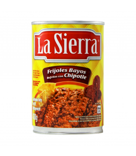 Frijoles bayos refritos con chipotle La Sierra lata 430 g